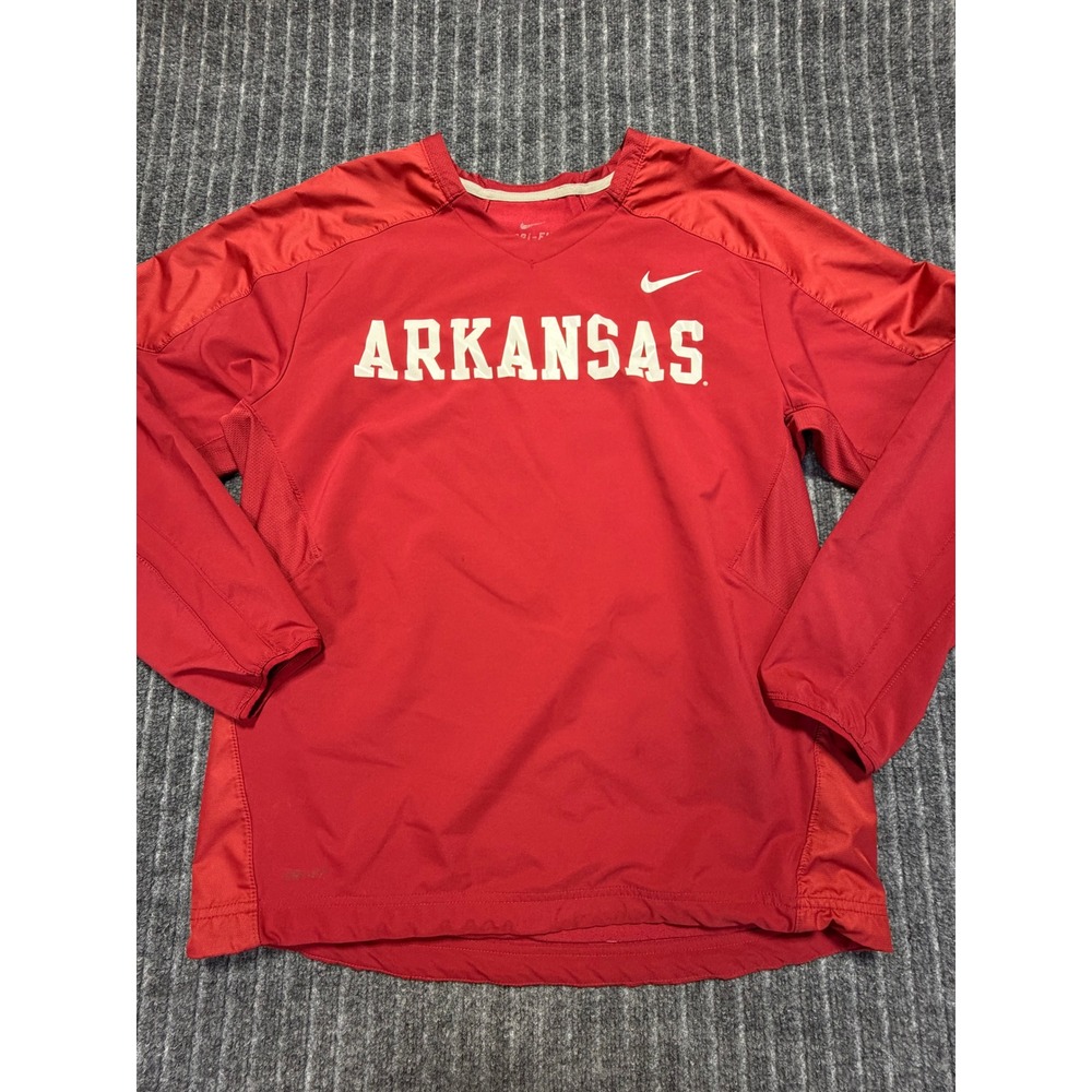 Nike Arkansas Razorbacks Red Pullover Windbreaker Large College Athleisure Sport